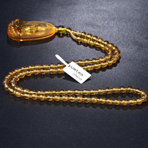 Citrine Protection Buddha Necklace