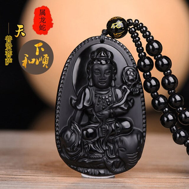 Black Obsidian Meditating Buddha Serenity Amulet