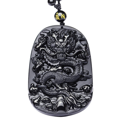 Natural Obsidian Dragon Pendant